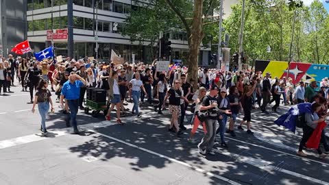 Melbourne Protest - 27th November 2021 - Single shot - Entire march