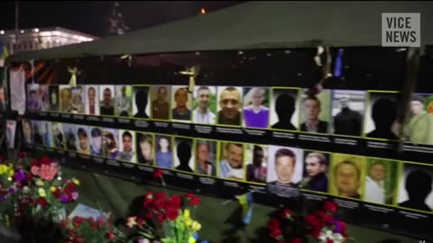 Memorial of people killed during protests, Maidan Square, Kiev
