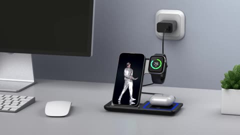 Wireless Charger, 3 in 1 Wireless Charging Station, Fast Wireless Charger Stand