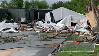 Aftermath of Damaged Neighborhood After Tornado in Uxbridge