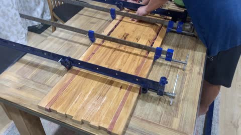 Making table top from rosewood and Purple Heart