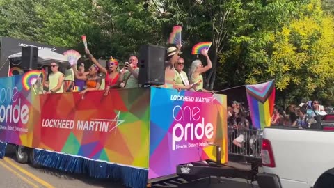 Lockheed Martin banner at Pride march in Washington DC