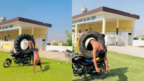 Big Tyre jump😱 | stunts video | Indian boy stunts video #rumblevideo #calisthanic #gymnastic