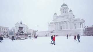 Snowfall in Helsinki City Street Walk in Winter, Finland