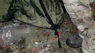 Sorting out the tabs of a tent. Blooper 11th Dec 2022