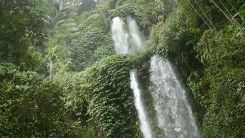 Reveal shot of a Segmented Tiered Waterfall