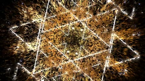 Intro video with golden shapes and light triangles