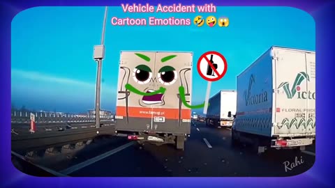Vehicles Accident with Funny Emoji Emotions. Dangerous Accident