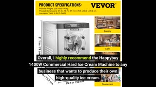 Happybuy 1400W Commercial Hard Ice Cream Machine 20/5.3Gallon Per Hour Perfect for Restaurants...