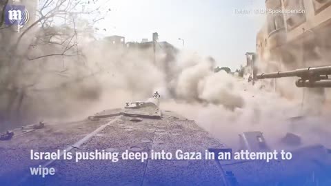 Israeli forces blast Hamas terrorist RPG team with Merkava tanks and machine guns in Gaza streets