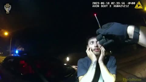Dash and body cam shows Ohio drunk driver straddling lanes being arrested