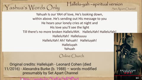 HalleluYah Song -- Spiritual Version by Set Apart Channel - for Yahushua Words Only Worship Service