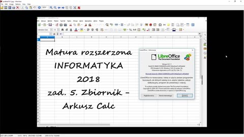 Matura 2018 - informatyka rozszerzona- zadanie 5 Zbiornik - calc excel libreoffice