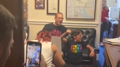 Queer activists insurrection at Kevin McCarthy's office demanding reauthorization of PEPFAR