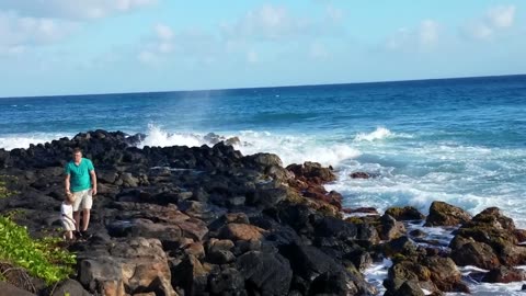 Ryan & Bentley on Shoreline of Kauai