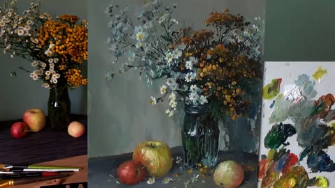 How to paint SUMMER FLOWERS Still Life | Oil painting Time-Lapse | Creative Fine Art