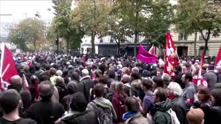 Police, protesters clash in French general strike