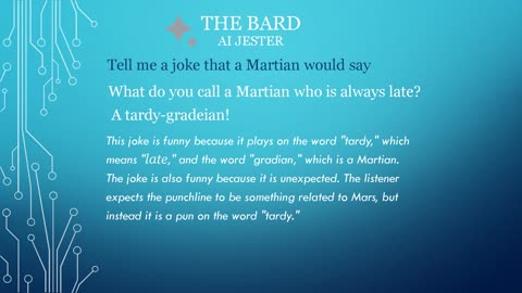 The BARD Martian Jokes E3