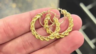 Real Gold Ladies Rope Chain Hoop Earrings