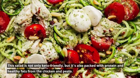 Keto chicken pesto zoodle salad