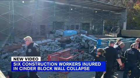 Six construction workers injured in cinder block wall collapse on Long Island