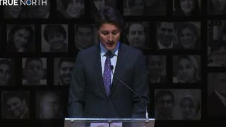 Trudeau speaking at gathering recieves "Jeers" !
