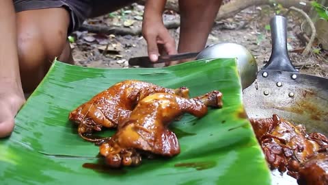 Cooking Coconut Chicken Leg Recipe eating so Yummy - n-28