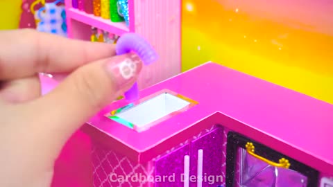 DIY Miniature House ❤️ How To Make Cute Rainbow Unicorn House with Aquarium Around from Cardboard