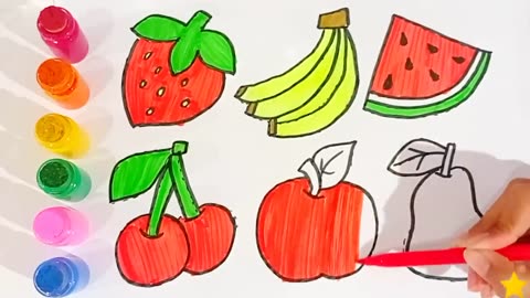 Learn FRUITS , Painting and Colouring for Kids & Toddlers | Draw, Paint and Learn _ Magic Colours