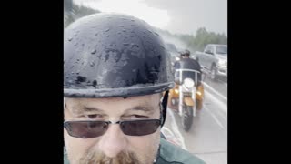 Sturgis 2023 hail storm. Harley trike and Indian.