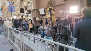 Trump Towers in NYC - Tons of media are outside awaiting the arrival of President Donal Trump