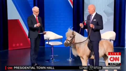 Joe Biden Arrives To Townhall On A Pony