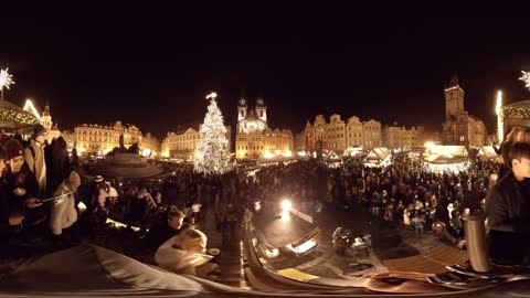 360 video_ Christmas Atmosphere at Old Town Square, Prague, Czech Republic