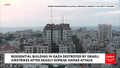Residential Building In Gaza Strip Collapses After Israeli Strike In Response To Hamas Attack