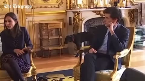 Macron’s Dog pees in fireplace during meeting