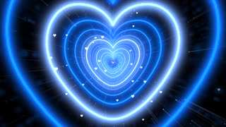 703. Neon Heart Tunnel Bg Animation💙Blue Heart Background Heart