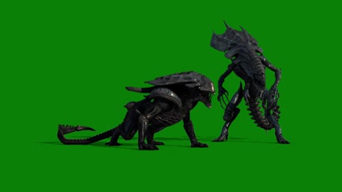 Alien Vs raptor green screen effect