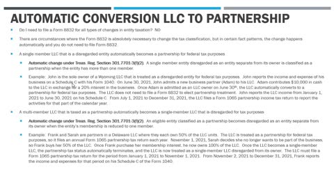 Automatic Conversion of a Single-Member LLC to a Partnership