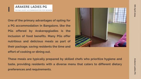 Comfortable PG Accommodation in Bangalore for Female Residents with Food Benefits