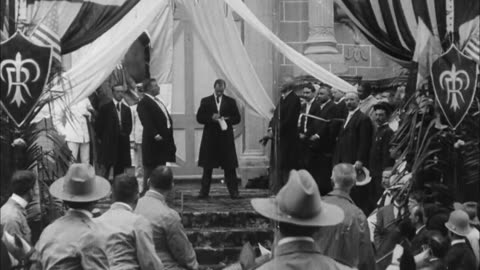 Theodore Roosevelt Speaking in Panama (1906 Original Black & White Film)