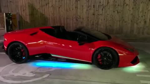 Electric Lamborghini Huracan Charging with underglow LED lighting