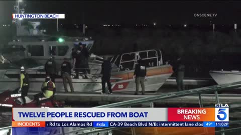 12 people rescued from boat in Huntington Beach