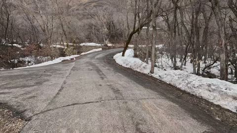 Snow bike ride up Utah canyon