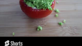 1910 Egg Stuffed Tomatoes Topped with Mashed Peas