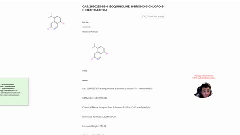 cas: 2660255-85-4 Isoquinoline, 8-bromo-3-chloro-5-(1-methylethyl)-