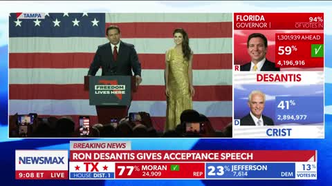 Gov. Ron DeSantis gives his victory speech