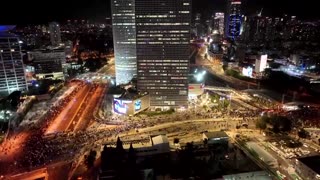 Drone video captures pro-Netanyahu counter-protest