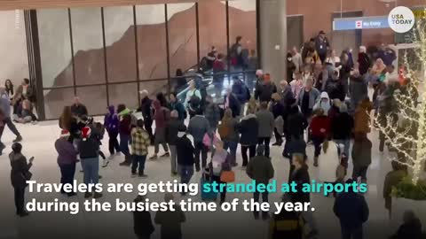 Holiday travelers stuck at airports after winter storm cancels flights | USA TODAY