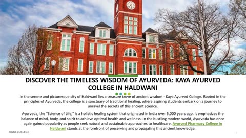 Ayurved Pharmacy College In Haldwani | Kaya Ayurveda College