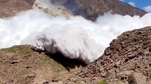 Glacier collapsed at Tian Shan mountains of Kyrgyzstan